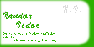 nandor vidor business card